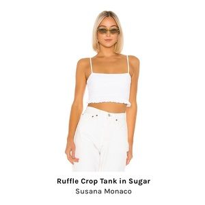 Ruffle Crop Tank - White